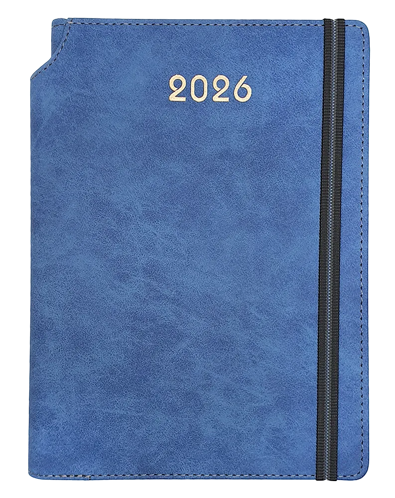Agenda Ejecutiva 2026 Azul de Gamuza con Elástico, Planificación Anual - Pointer AG-2026-52