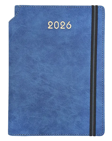 Agenda Ejecutiva 2026 Azul de Gamuza con Elástico, Planificación Anual - Pointer AG-2026-52