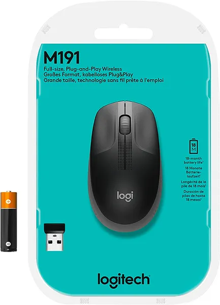 Mouse Inalámbrico, Negro - Logitech M190