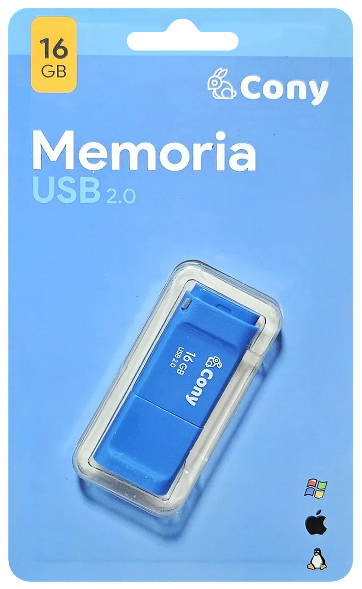 Memoria USB 2.0 CONY 16GB, Azul