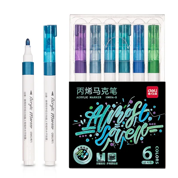 Marcador Acrílico Metálico Invierno, 6 Colores Invierno Azul Verdoso