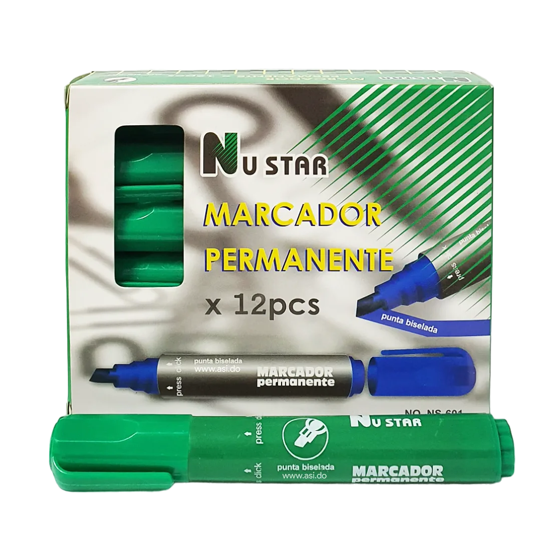 Marcador Permanente Grueso, Verde - Nustar NS-601